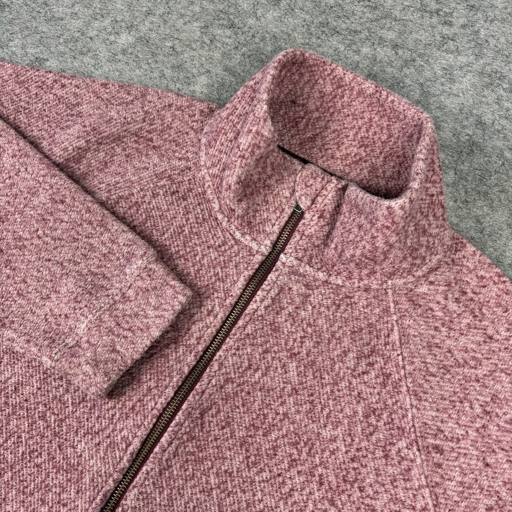 L.L. Bean Heritage Marled Full Zip Cardigan Sweater Pink Mock Neck Women's Large